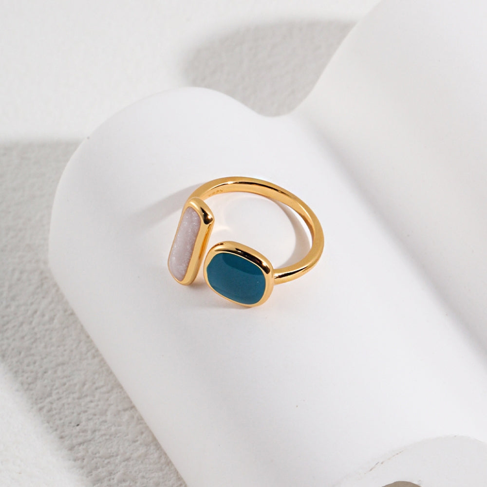French-Inspired Gold Enamel Ring