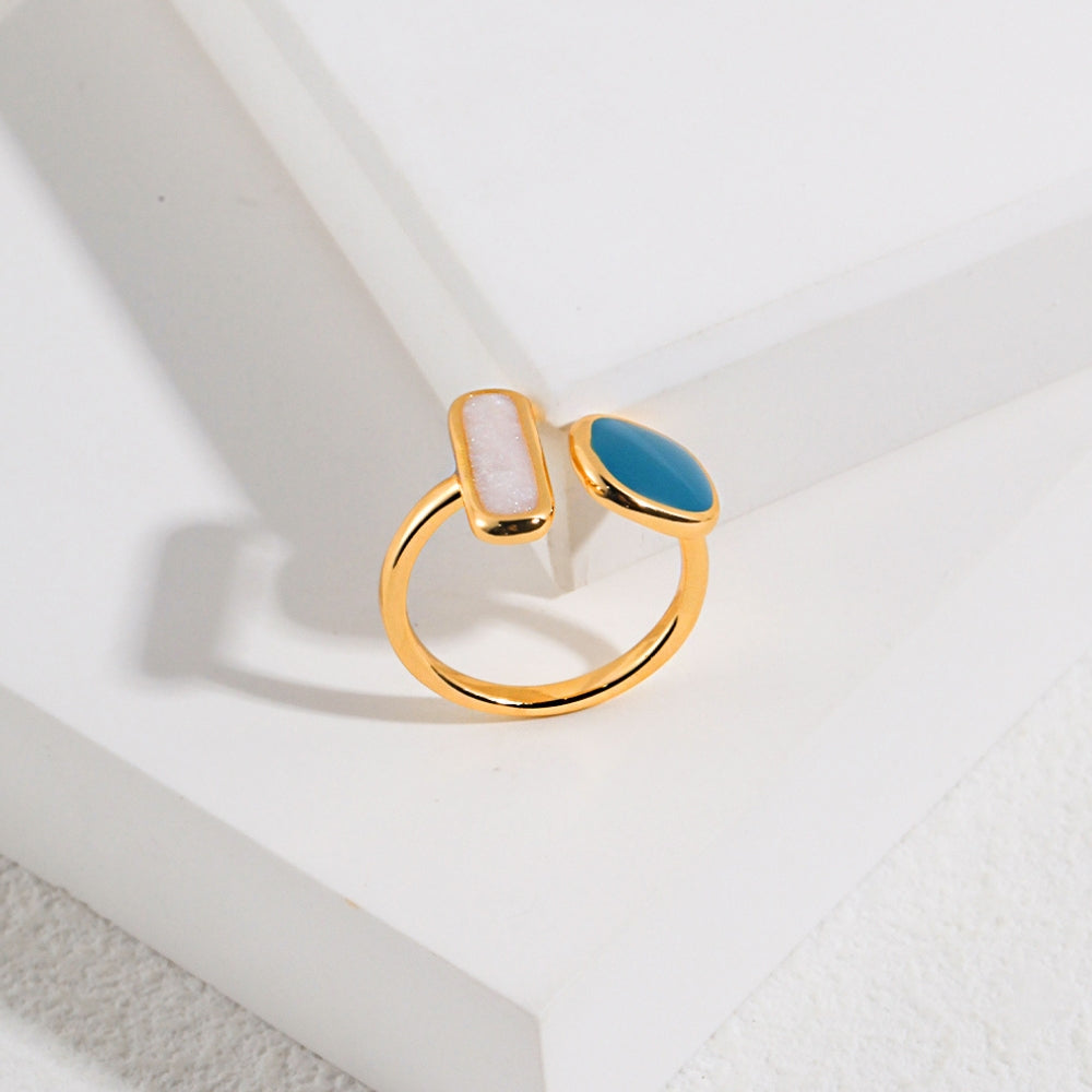 French-Inspired Gold Enamel Ring