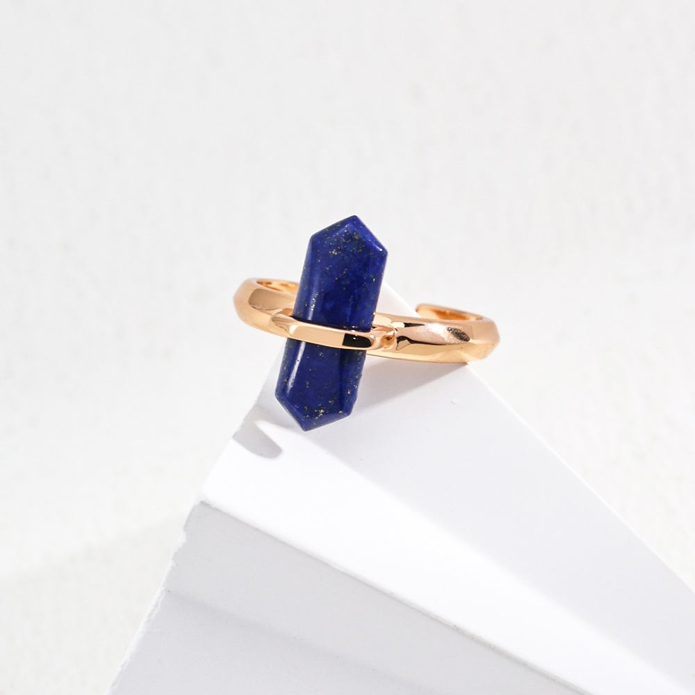 Vintage Gold Geometric Lapis Lazuli Ring