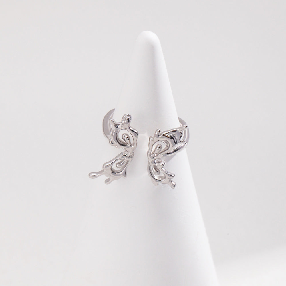 Vintage Platinum-Finish Butterfly Ring