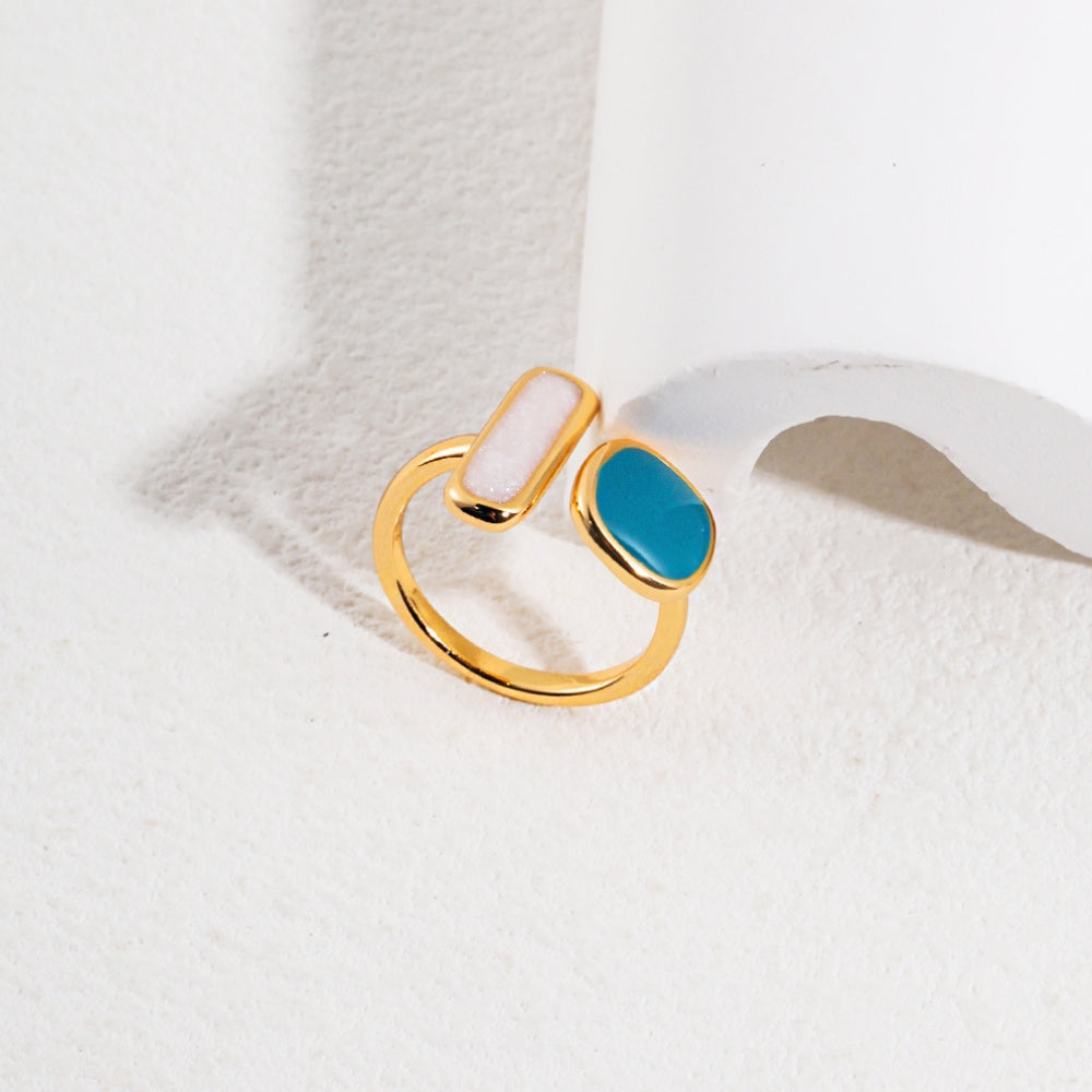French-Inspired Gold Enamel Ring