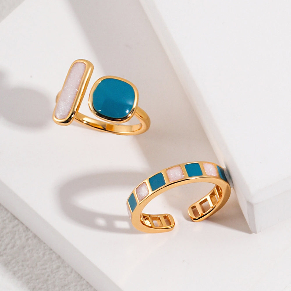 French-Inspired Gold Enamel Ring