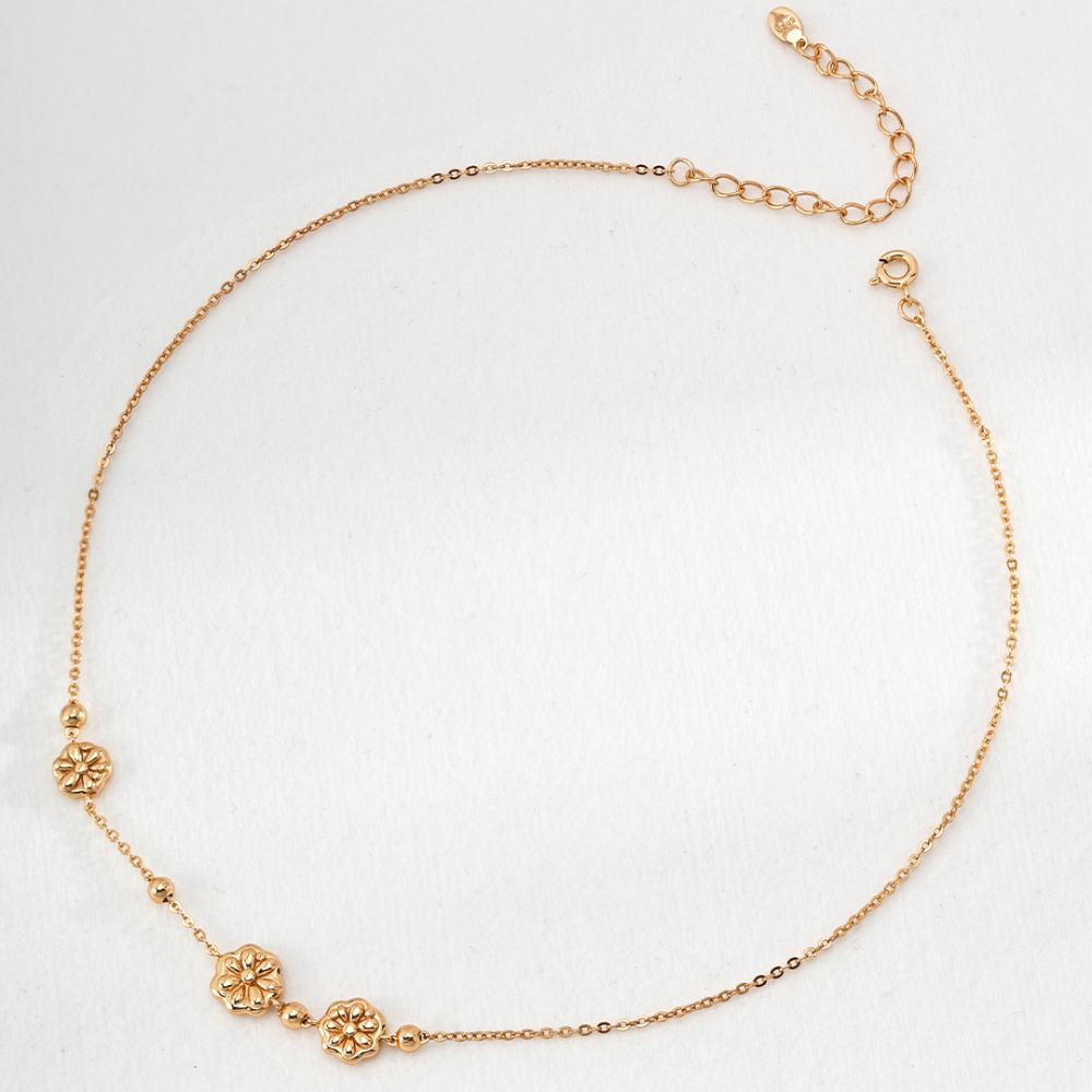 Vintage Gold Floral Charm Necklace