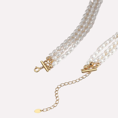 Vintage Gold Rice Pearl Choker Necklace