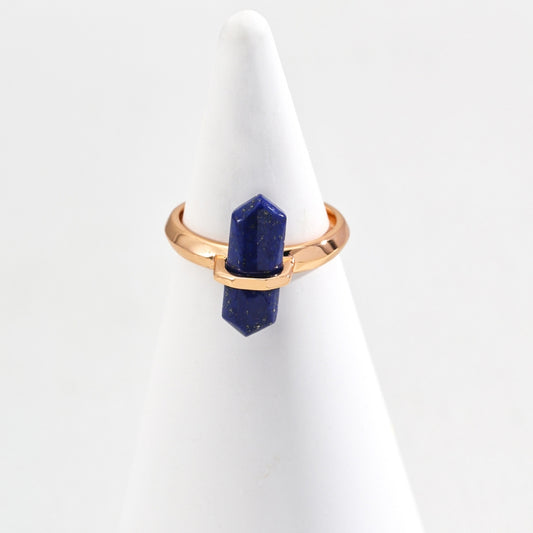 Vintage Gold Geometric Lapis Lazuli Ring