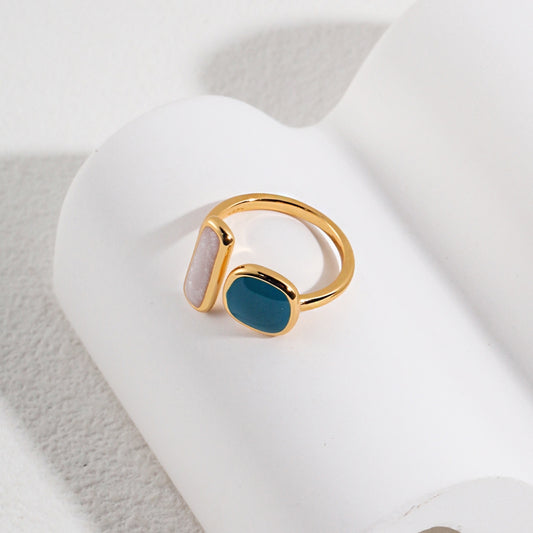 French-Inspired Gold Enamel Ring
