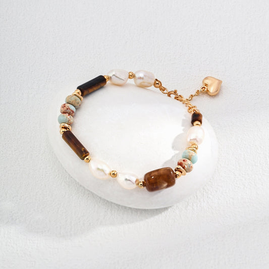 Brown Heart Stone Bracelet