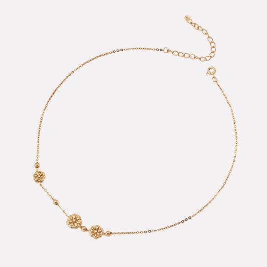 Vintage Gold Floral Charm Necklace