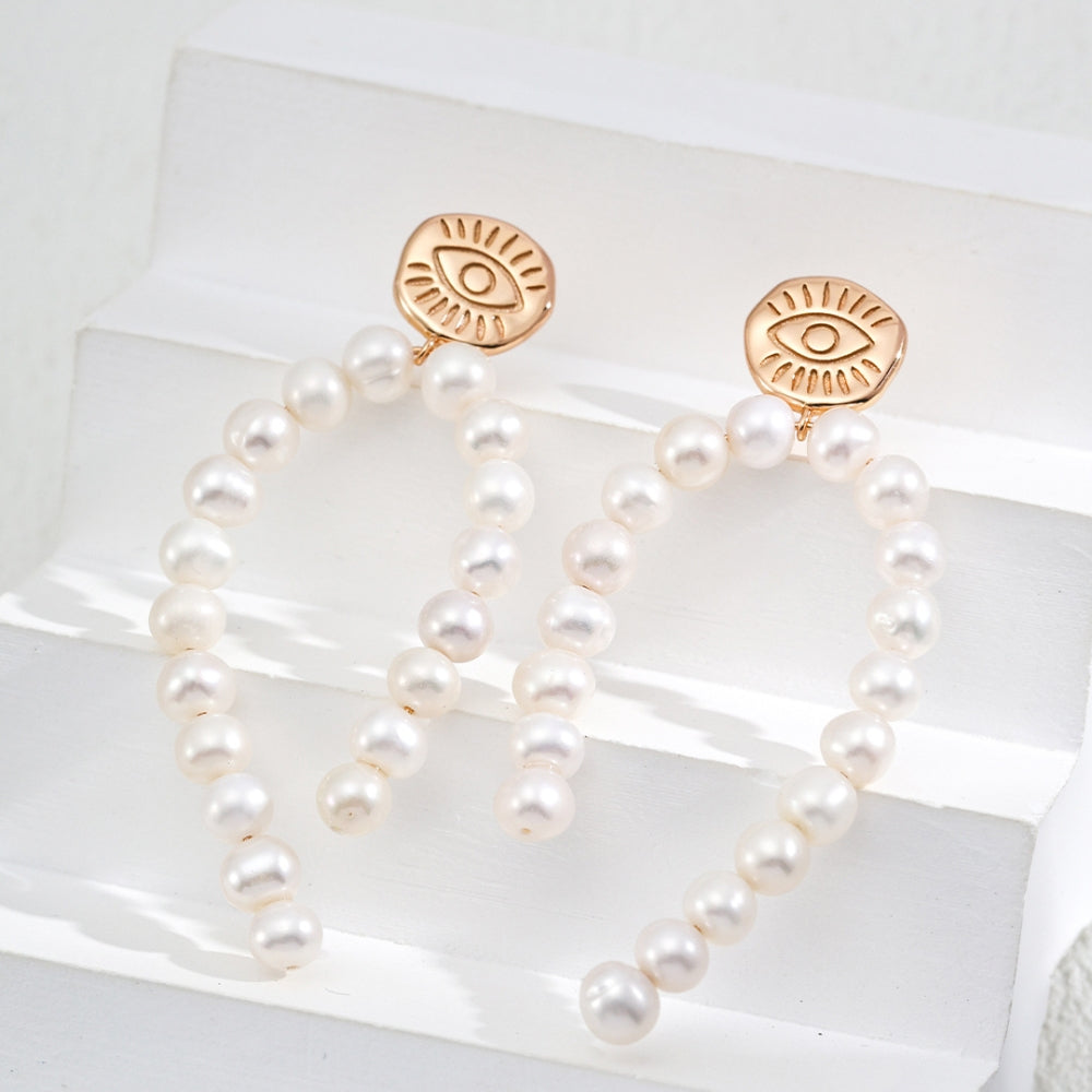 Vintage Gold Pearl Drop Earrings