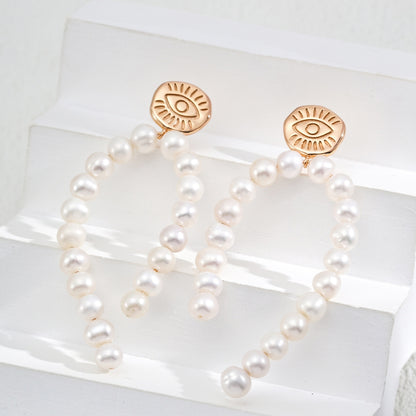 Vintage Gold Pearl Drop Earrings