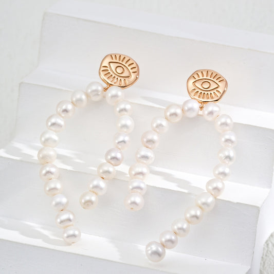 Vintage Gold Pearl Drop Earrings
