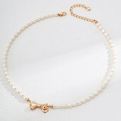 White Pearl Butterfly Knot Choker