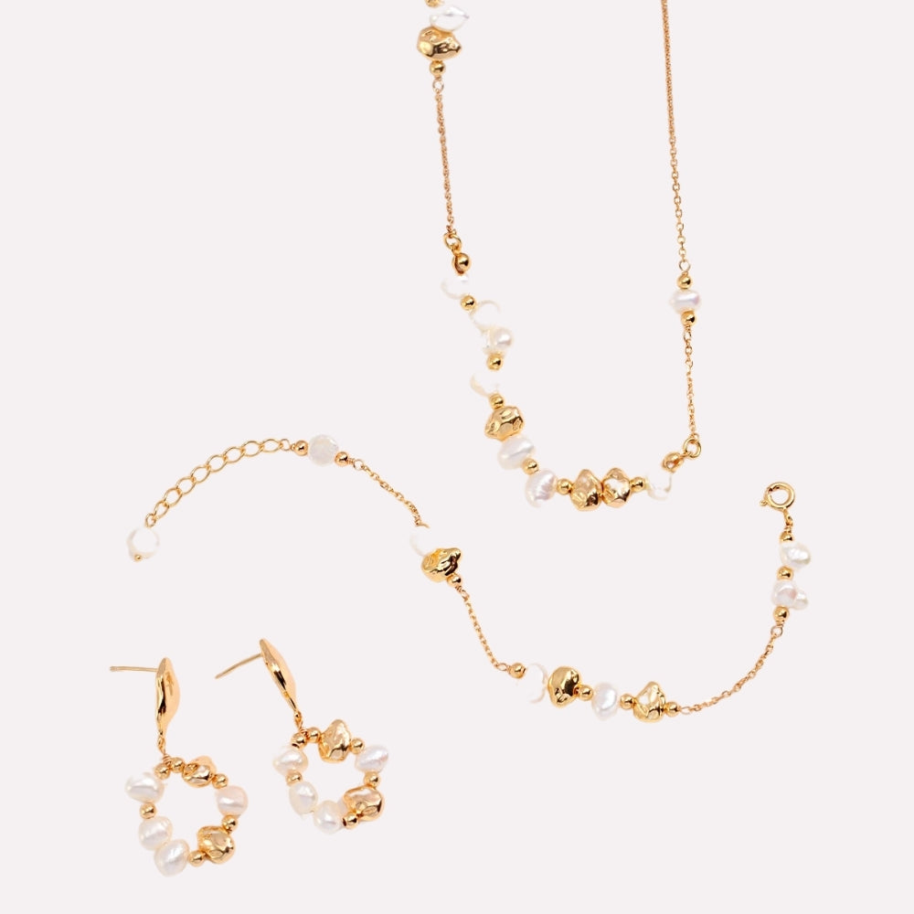 Vintage Gold Pearl Cluster Necklace
