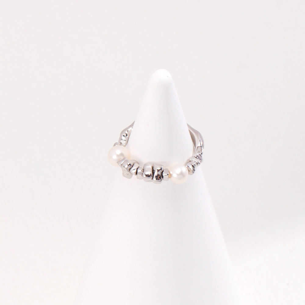 Silver Pearl Starlight Ring