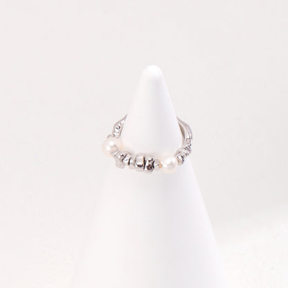 Silver Pearl Starlight Ring