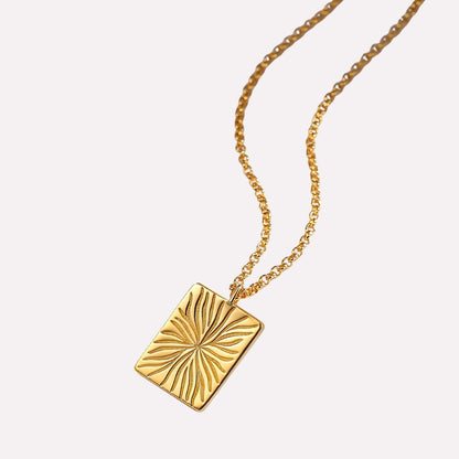 Vintage Gold Square Pendant Necklace