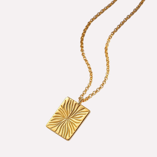 Vintage Gold Square Pendant Necklace