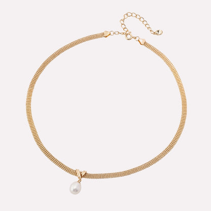 Vintage Gold Lace Pearl Necklace