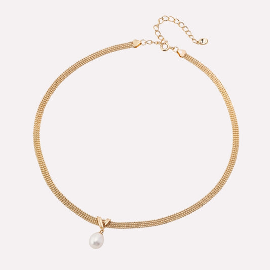Vintage Gold Lace Pearl Necklace