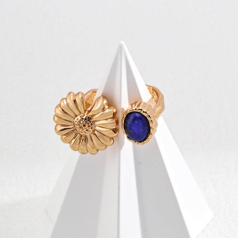 Vintage Gold Lapis Lazuli Flower Ring