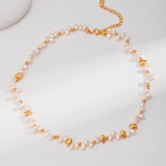 Vintage Gold Layered Pearl Chain Necklace