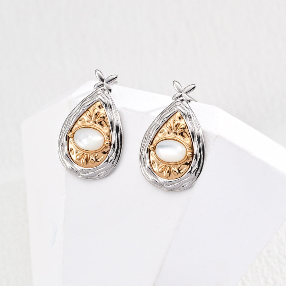Vintage Elegance Gold and Silver Floral Drop Earrings