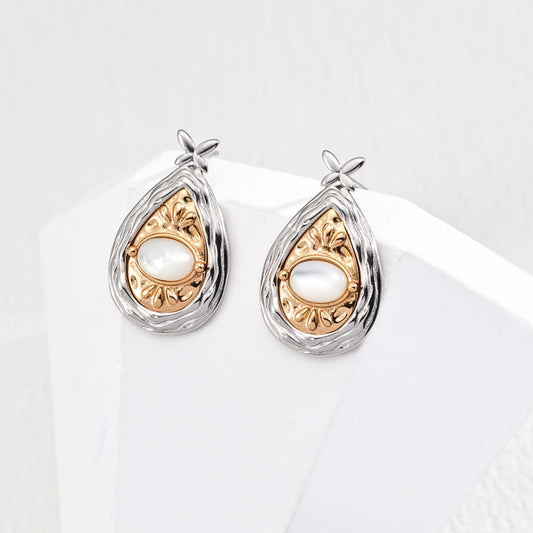 Vintage Elegance Gold and Silver Floral Drop Earrings