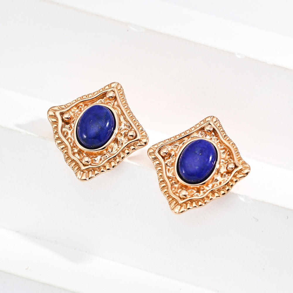 Vintage Gold Regal Lapis Lazuli Earrings