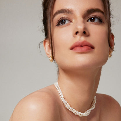Vintage Gold Rice Pearl Choker Necklace
