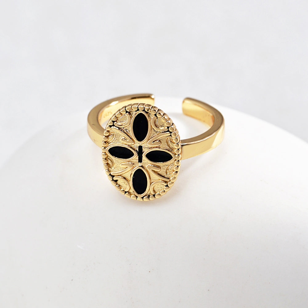 Vintage Black Drip Glaze Ring