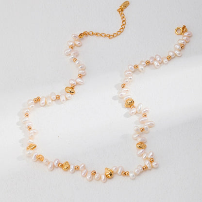 Vintage Gold Layered Pearl Chain Necklace