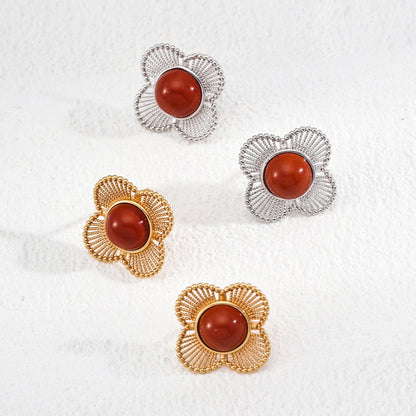 Vintage Red Agate Earrings