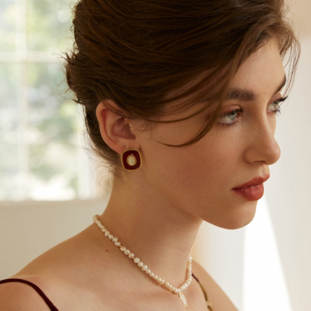 Rosette Enamel Earrings