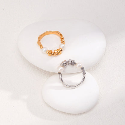 Silver Pearl Starlight Ring