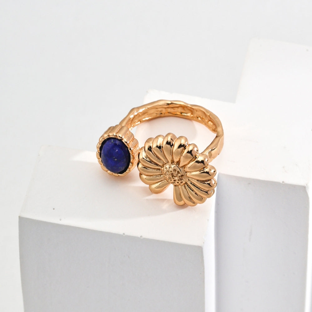 Vintage Gold Lapis Lazuli Flower Ring