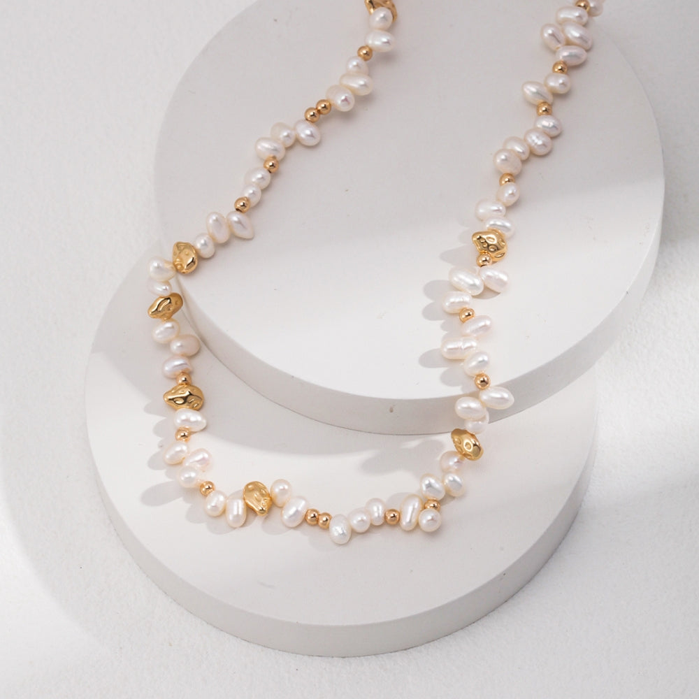 Vintage Gold Layered Pearl Chain Necklace
