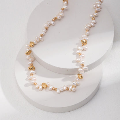 Vintage Gold Layered Pearl Chain Necklace