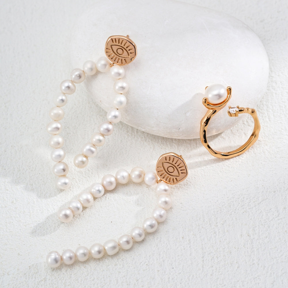 Vintage Gold Pearl Drop Earrings