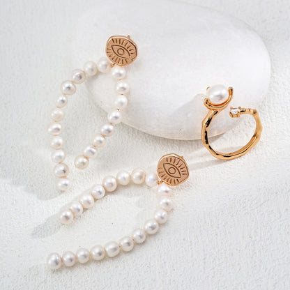 Vintage Gold Pearl Drop Earrings