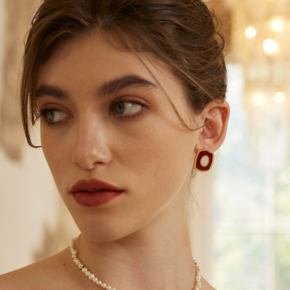 Rosette Enamel Earrings