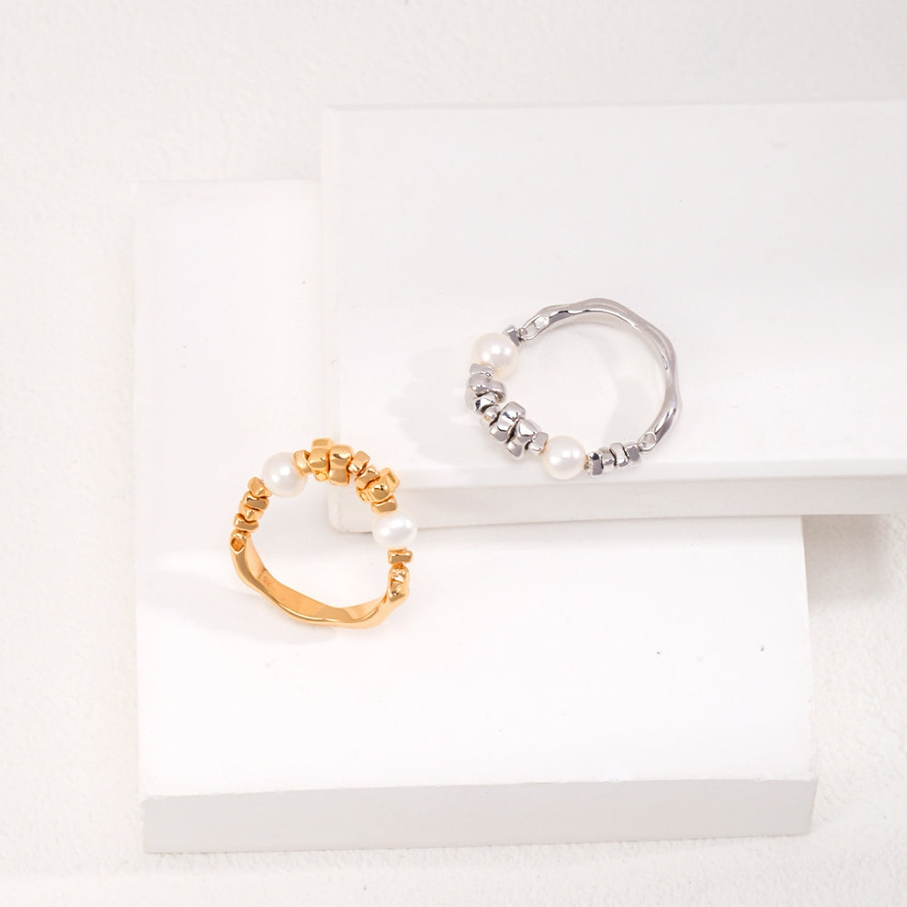 Silver Pearl Starlight Ring