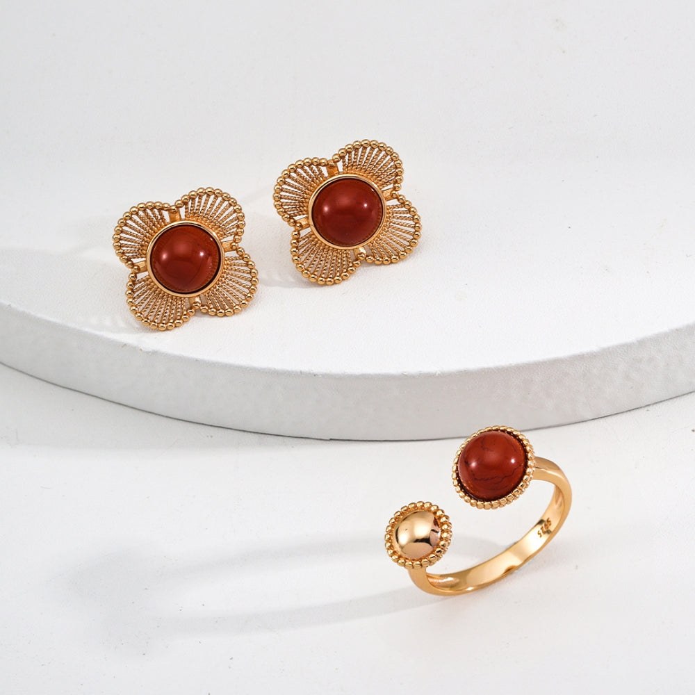 Vintage Red Agate Earrings