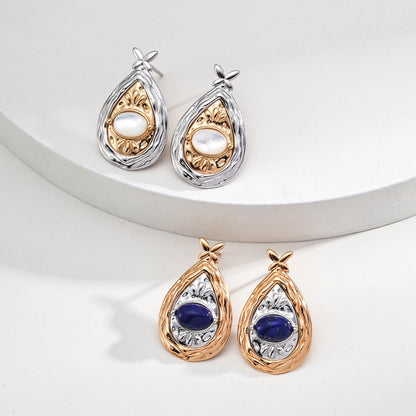Vintage Elegance Gold and Silver Floral Drop Earrings