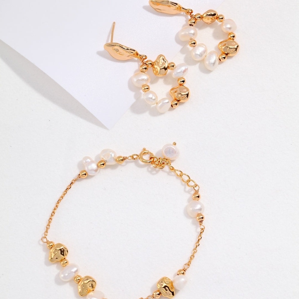Vintage Gold Pearl Hoop Earrings