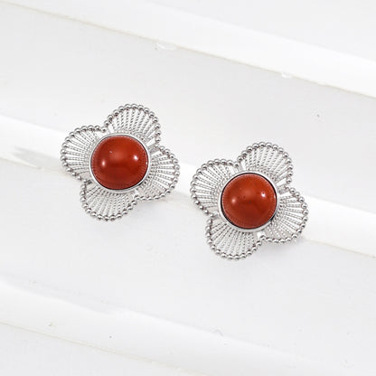 Vintage Red Agate Earrings
