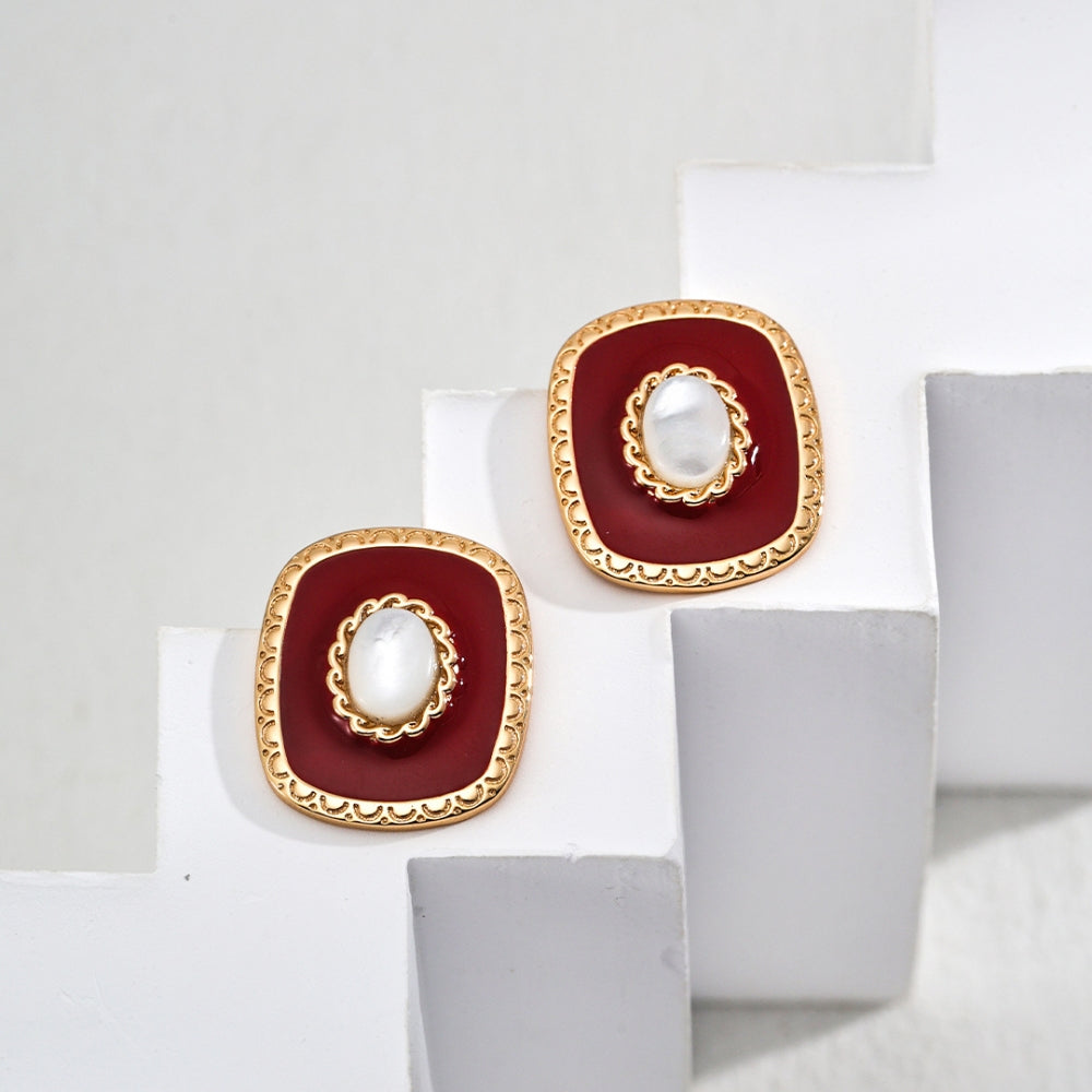 Rosette Enamel Earrings