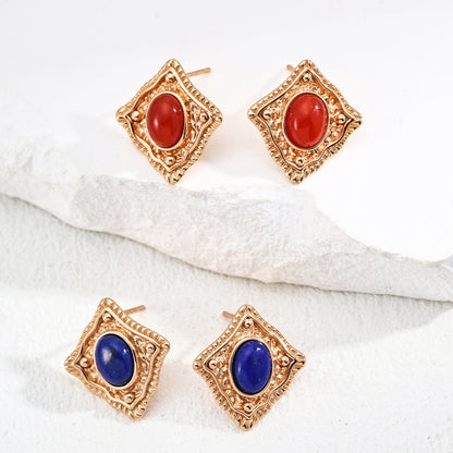 Vintage Gold Regal Lapis Lazuli Earrings