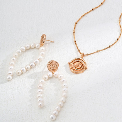 Vintage Gold Pearl Drop Earrings