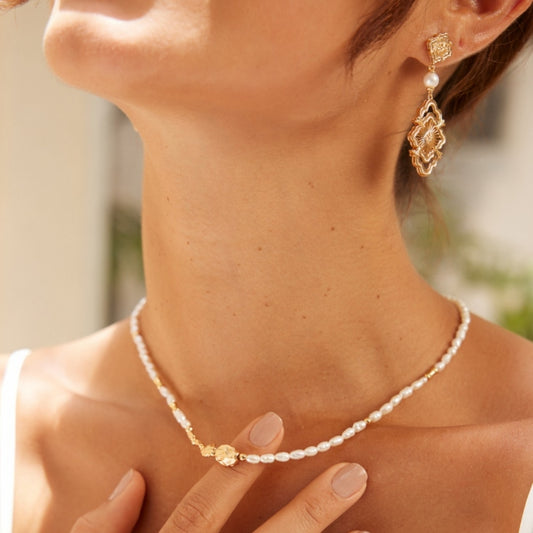 Vintage Gold Meteorite Pearl Necklace