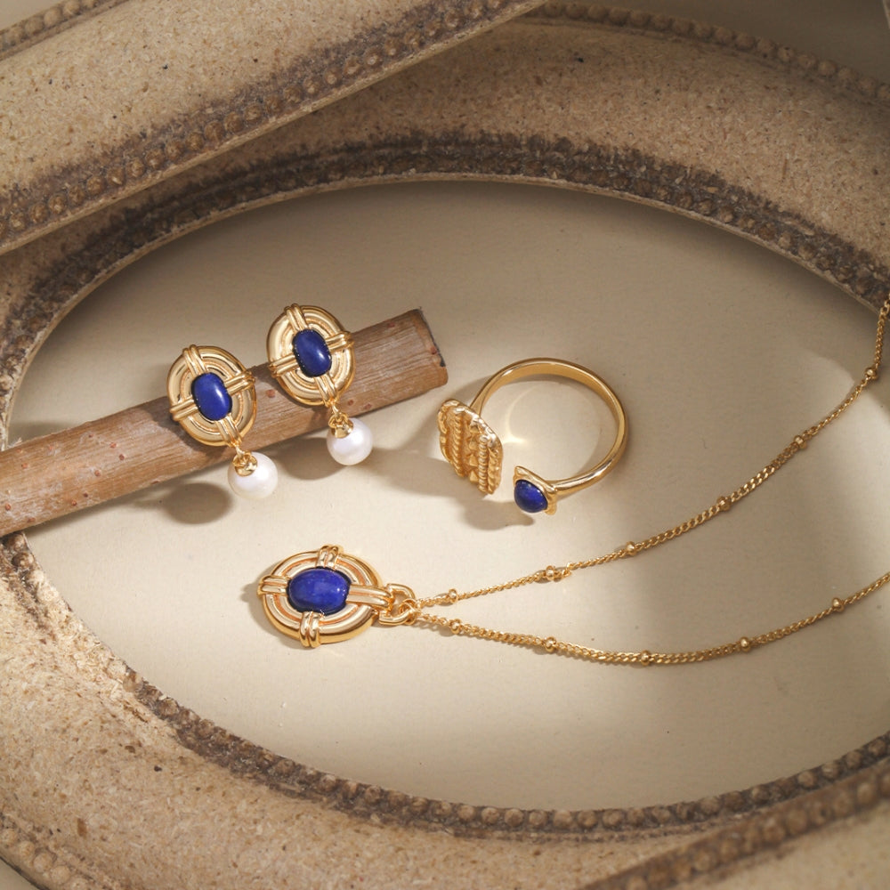 Vintage Gold Lapis Lazuli Cocktail Ring
